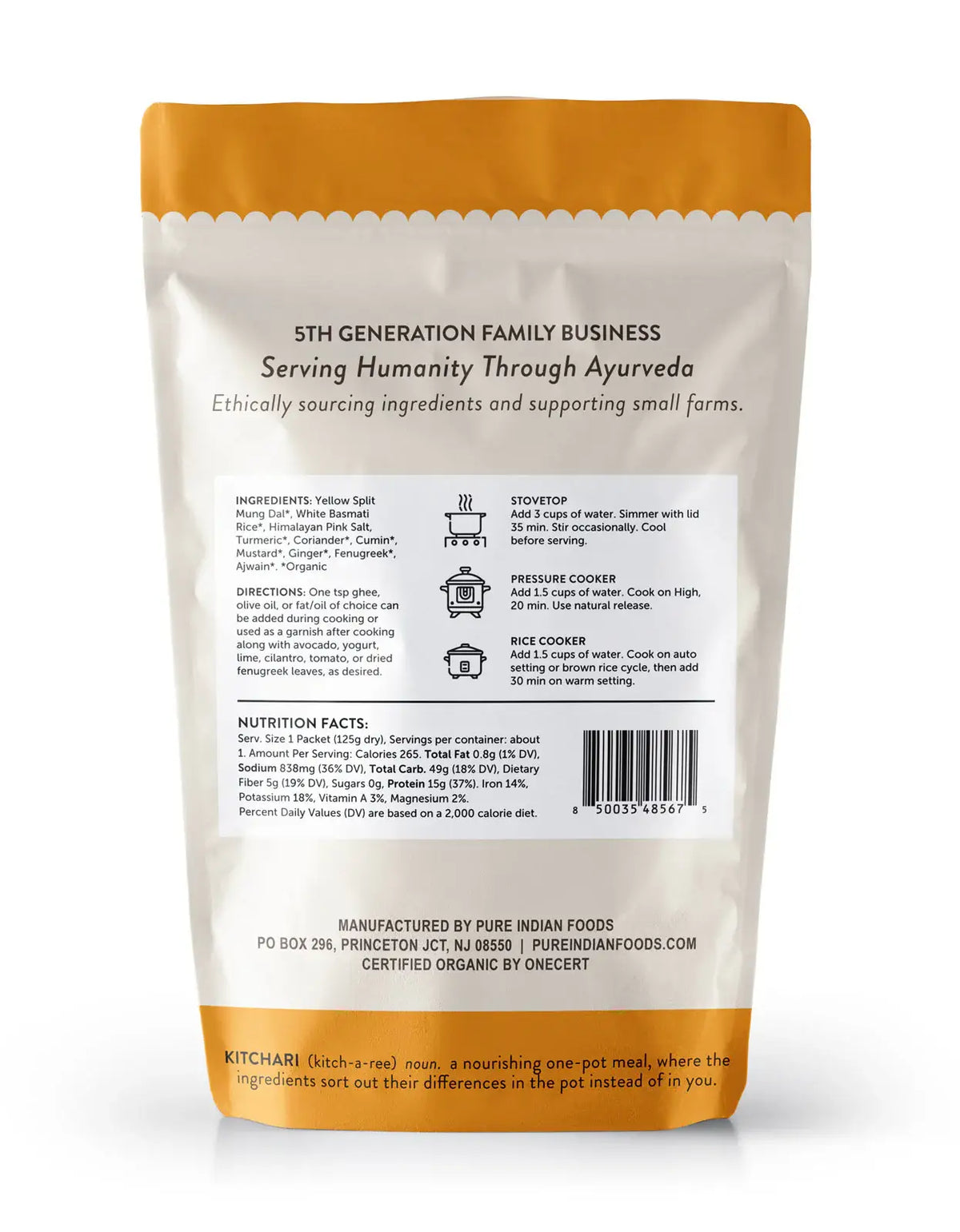 OnePot Kitchari Single Pack Ready-to-Cook Meals, Organic