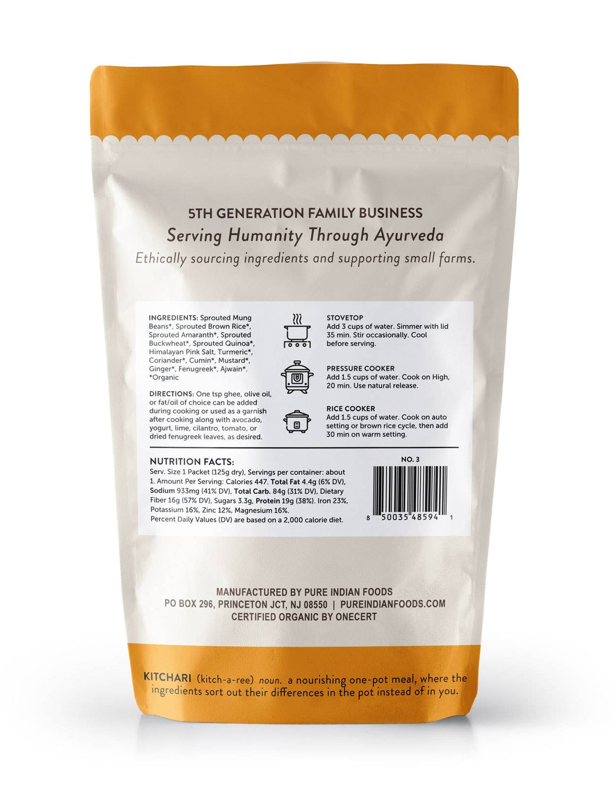 OnePot Kitchari Single Pack Ready-to-Cook Meals, Organic
