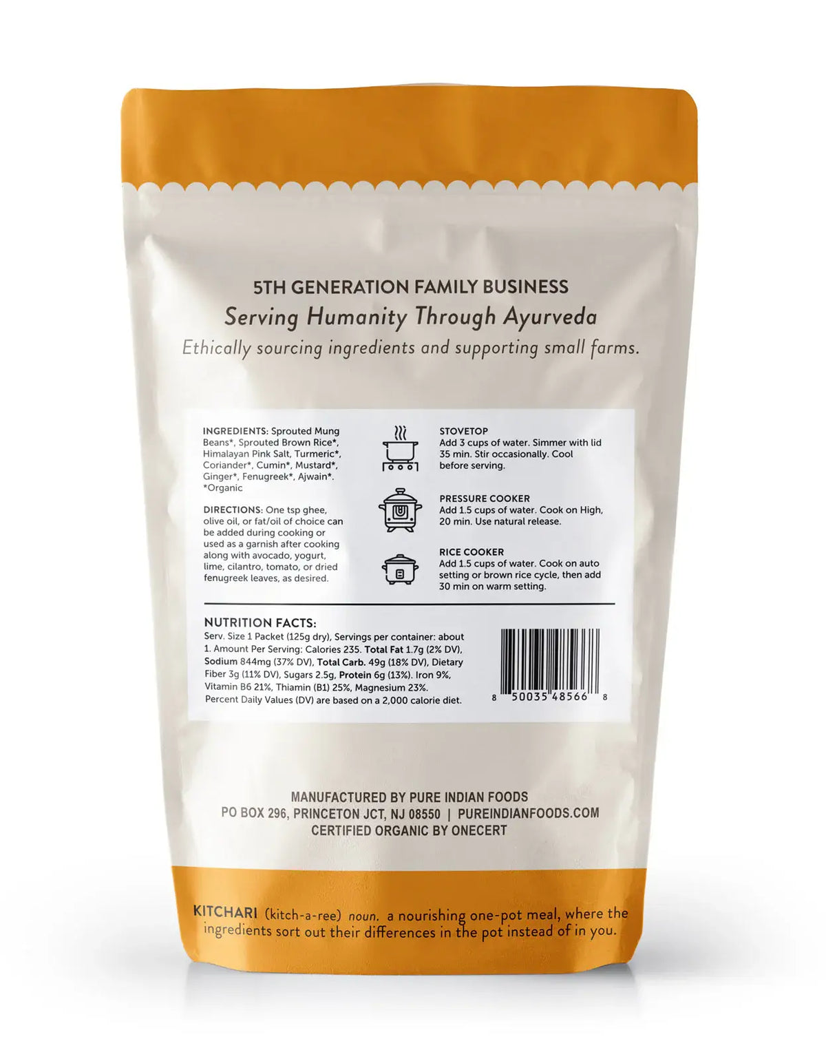 OnePot Kitchari Single Pack Ready-to-Cook Meals, Organic