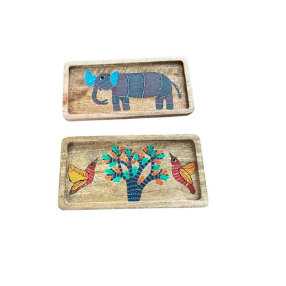 Wood Trays with painted animals