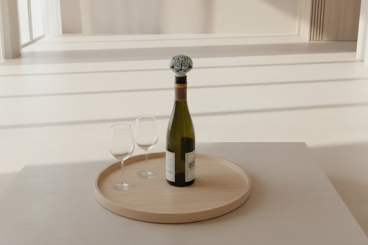 Blue Pottery Bottle Stopper