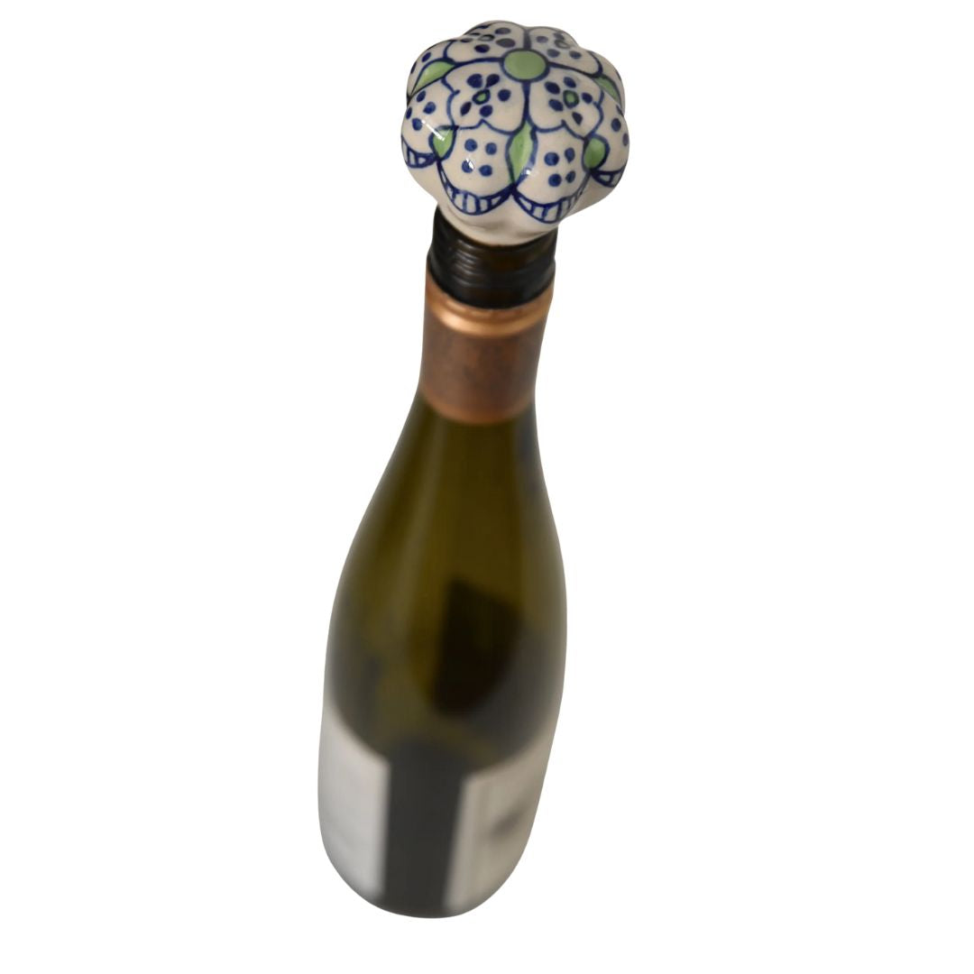 Blue Pottery Bottle Stopper